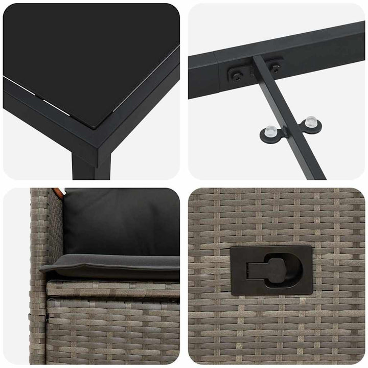 Have Spisebordssæt med pude 5 pcs Grå Poly rattan