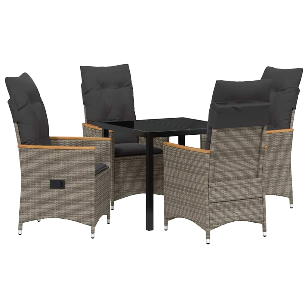 Have Spisebordssæt med pude 5 pcs Grå Poly rattan