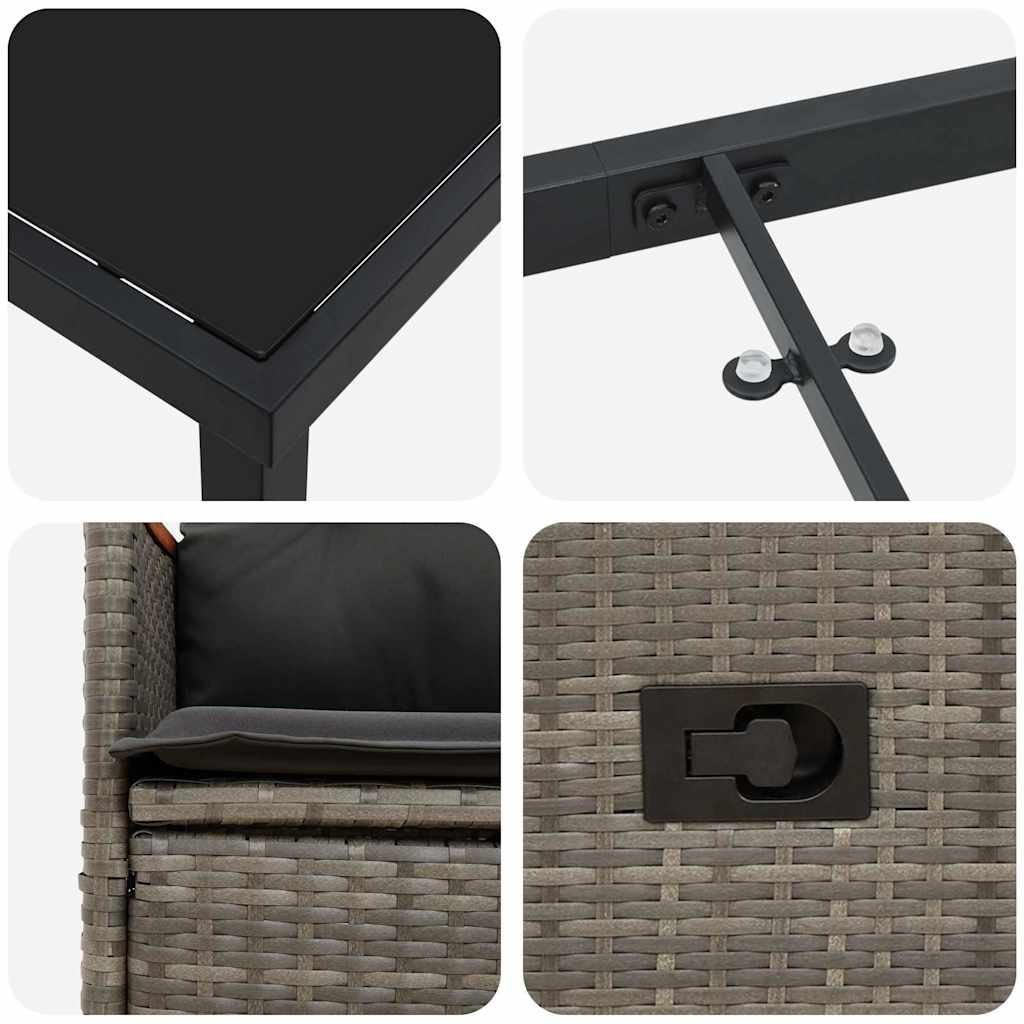 Have Spisebordssæt med pude 5 pcs Grå Poly rattan