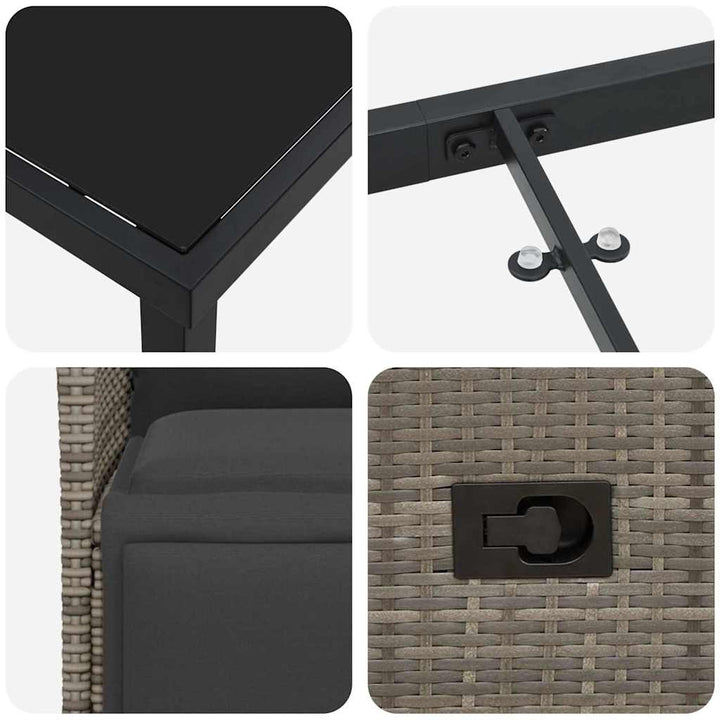 Have Spisebordssæt med pude 5 pcs Grå Poly rattan