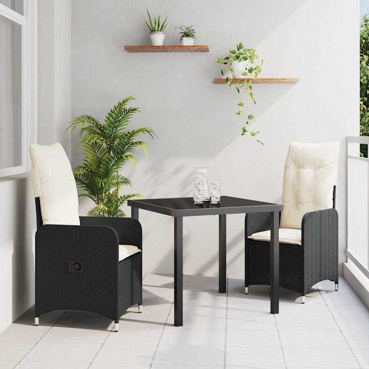 Have Spisebordssæt med pude 3 pcs Sort Poly rattan
