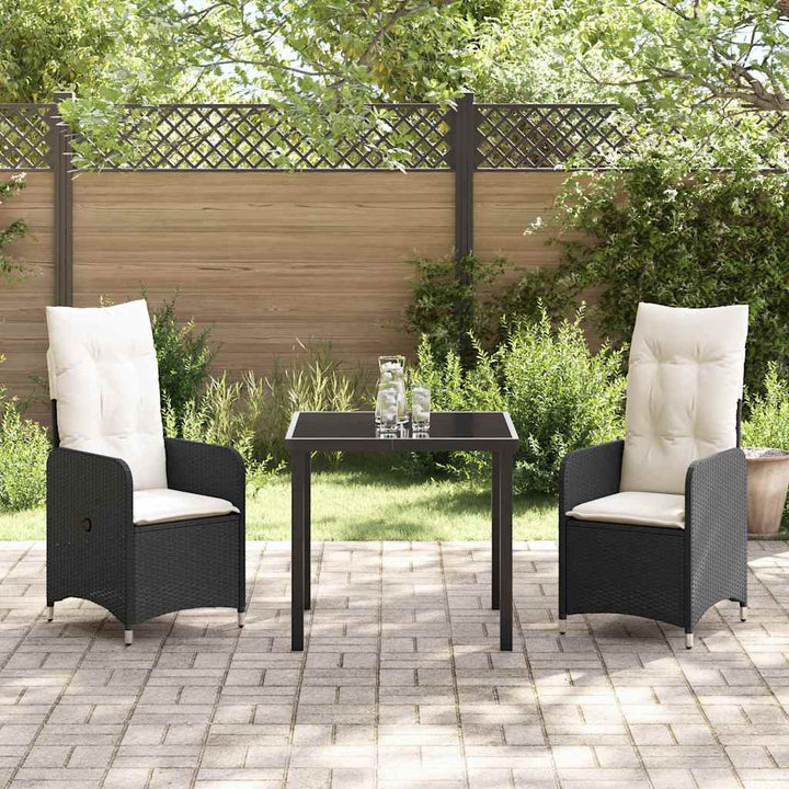 Have Spisebordssæt med pude 3 pcs Sort Poly rattan