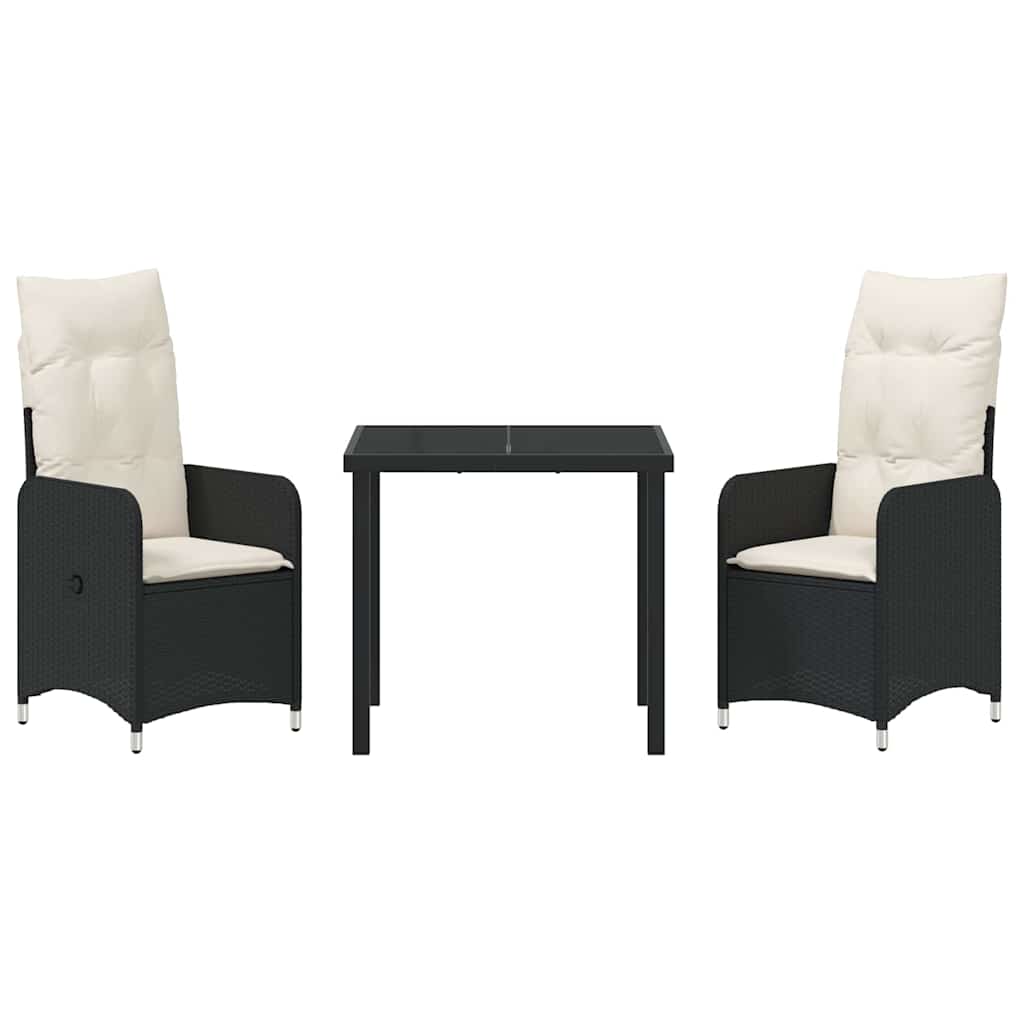 Have Spisebordssæt med pude 3 pcs Sort Poly rattan