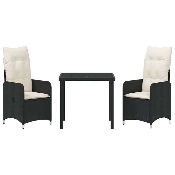 Have Spisebordssæt med pude 3 pcs Sort Poly rattan