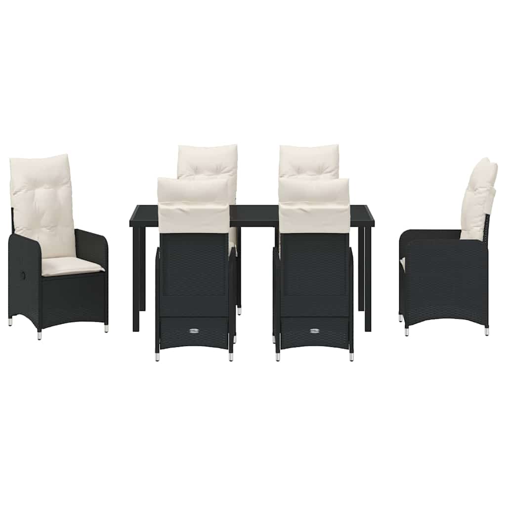 Have Spisebordssæt med pude 7 pcs Sort Poly rattan