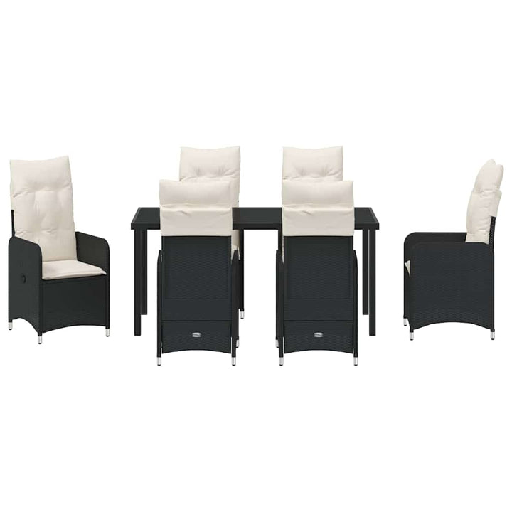 Have Spisebordssæt med pude 7 pcs Sort Poly rattan