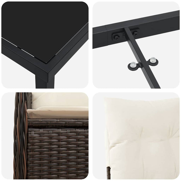 Have Spisebordssæt med pude 3 pcs Brun Poly rattan