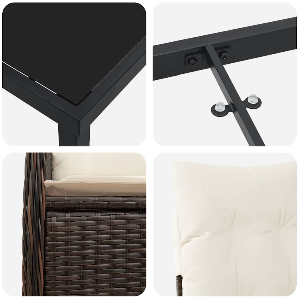 Have Spisebordssæt med pude 5 pcs Brun Poly rattan