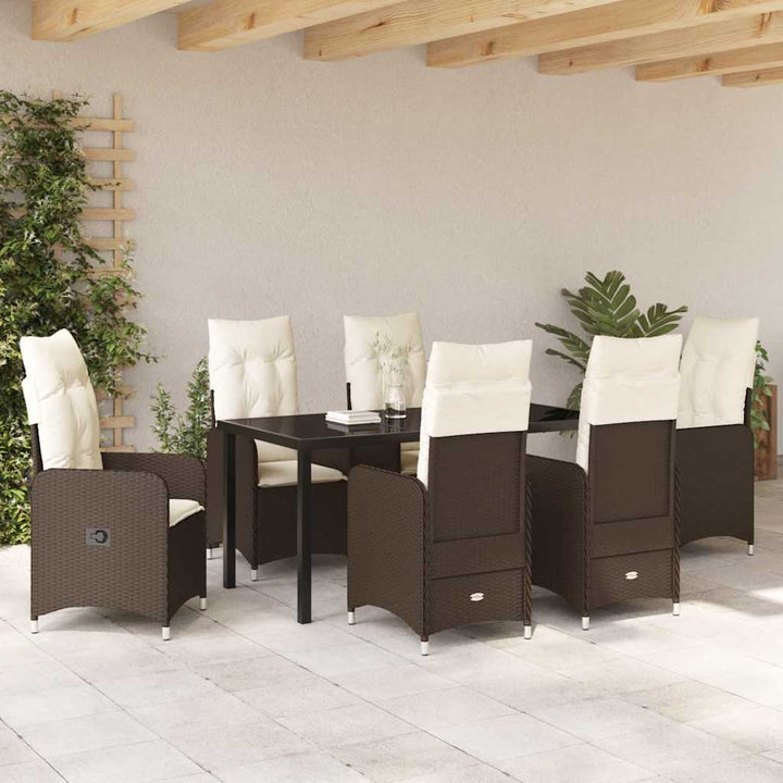 Have Spisebordssæt med pude 7 pcs Brun Poly rattan