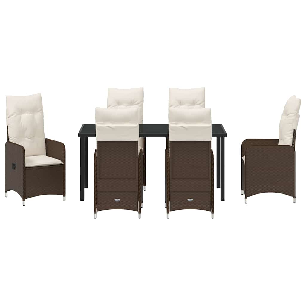 Have Spisebordssæt med pude 7 pcs Brun Poly rattan