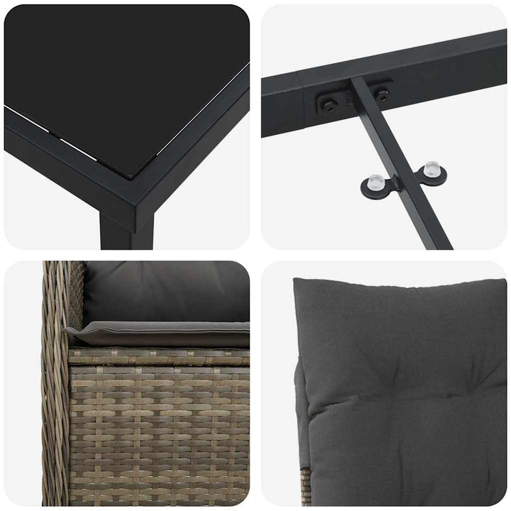 Have Spisebordssæt med pude 5 pcs Grå Poly rattan