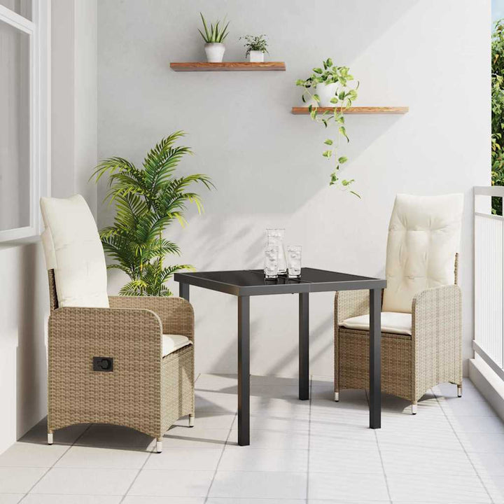 Have Spisebordssæt med pude 3 pcs Beige Poly rattan
