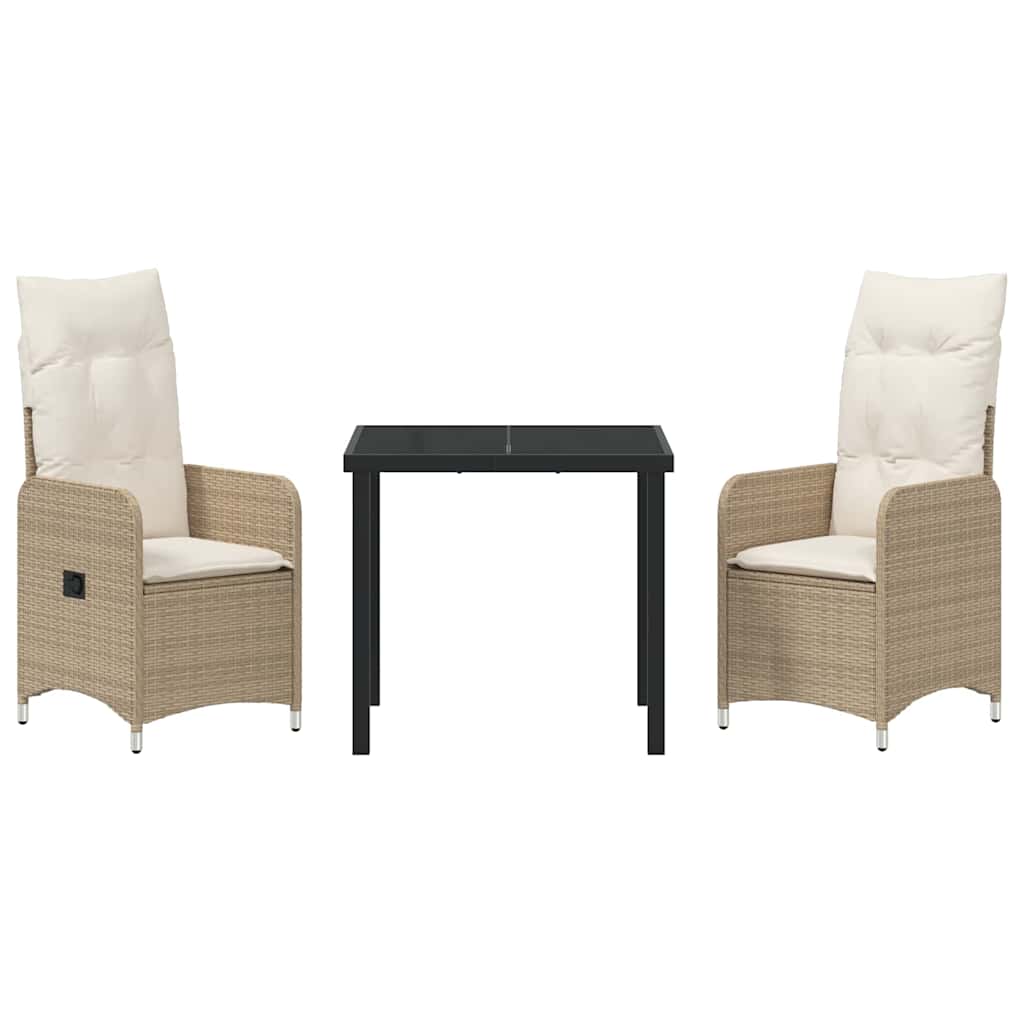 Have Spisebordssæt med pude 3 pcs Beige Poly rattan