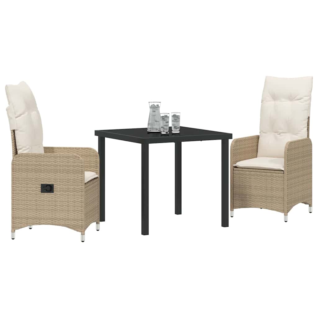 Have Spisebordssæt med pude 3 pcs Beige Poly rattan
