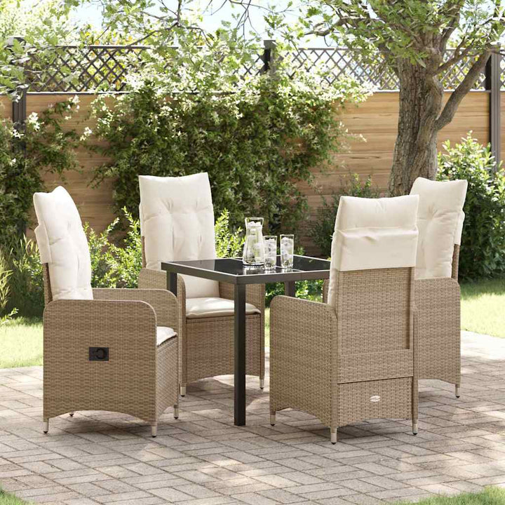 Have Spisebordssæt med pude 5 pcs Beige Poly rattan
