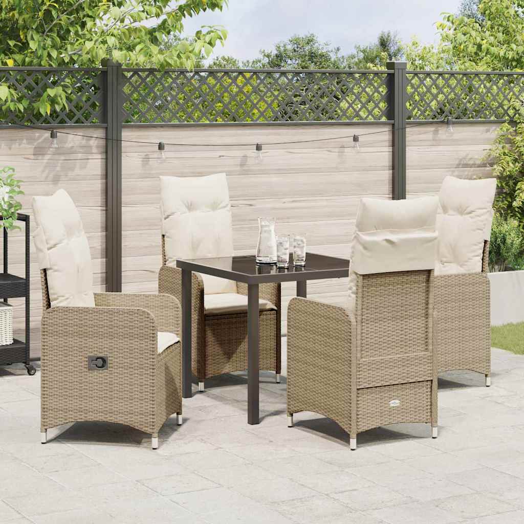 Have Spisebordssæt med pude 5 pcs Beige Poly rattan