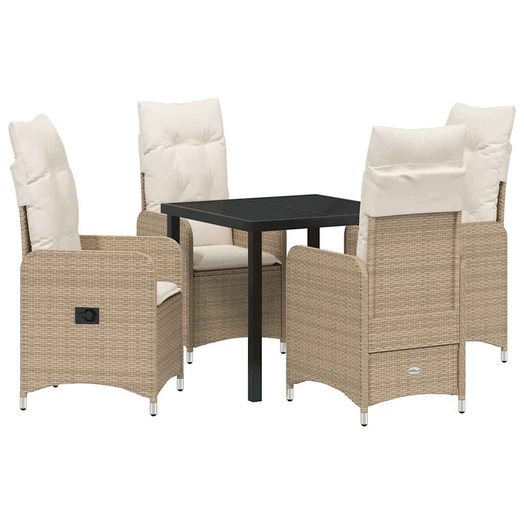Have Spisebordssæt med pude 5 pcs Beige Poly rattan