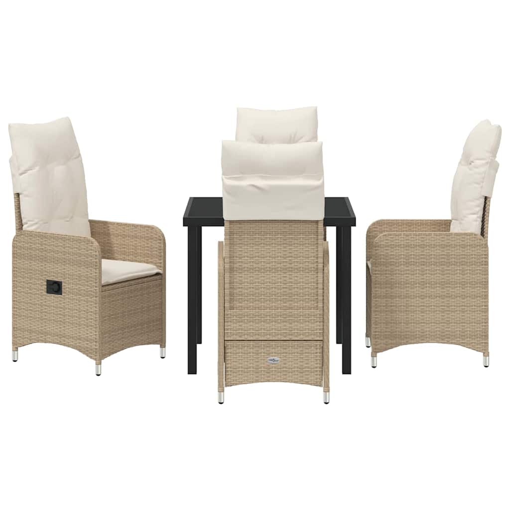 Have Spisebordssæt med pude 5 pcs Beige Poly rattan