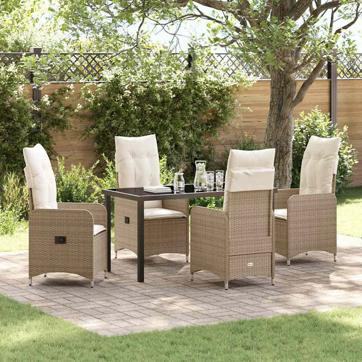 Have Spisebordssæt med pude 5 pcs Beige Poly rattan
