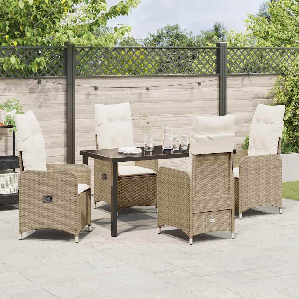 Have Spisebordssæt med pude 5 pcs Beige Poly rattan