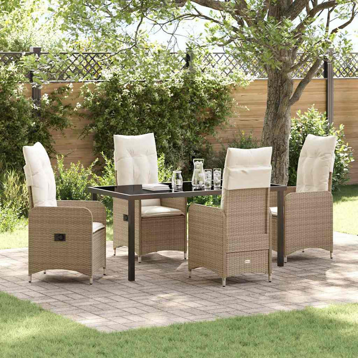 Have Spisebordssæt med pude 5 pcs Beige Poly rattan