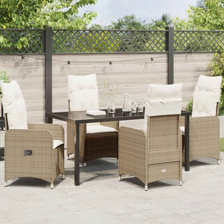 Have Spisebordssæt med pude 5 pcs Beige Poly rattan