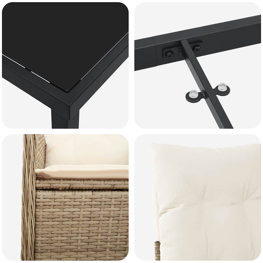 Have Spisebordssæt med pude 7 pcs Beige Poly rattan