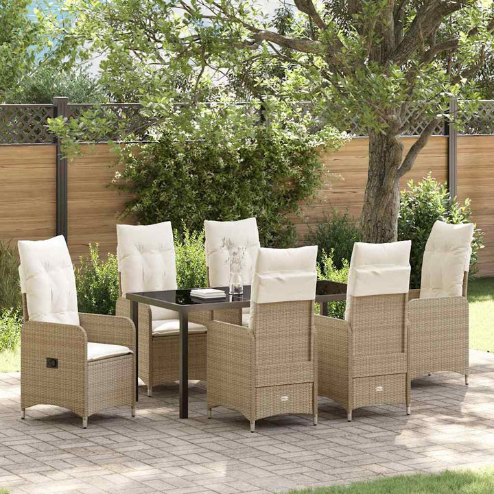Have Spisebordssæt med pude 7 pcs Beige Poly rattan