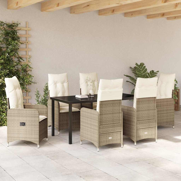 Have Spisebordssæt med pude 7 pcs Beige Poly rattan
