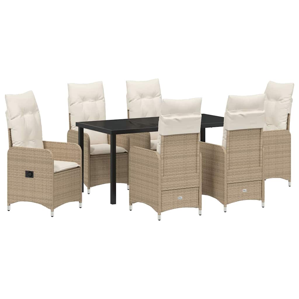Have Spisebordssæt med pude 7 pcs Beige Poly rattan