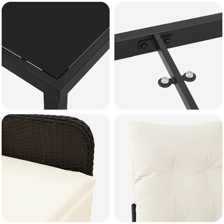 Have Spisebordssæt med pude 3 pcs Sort Poly rattan