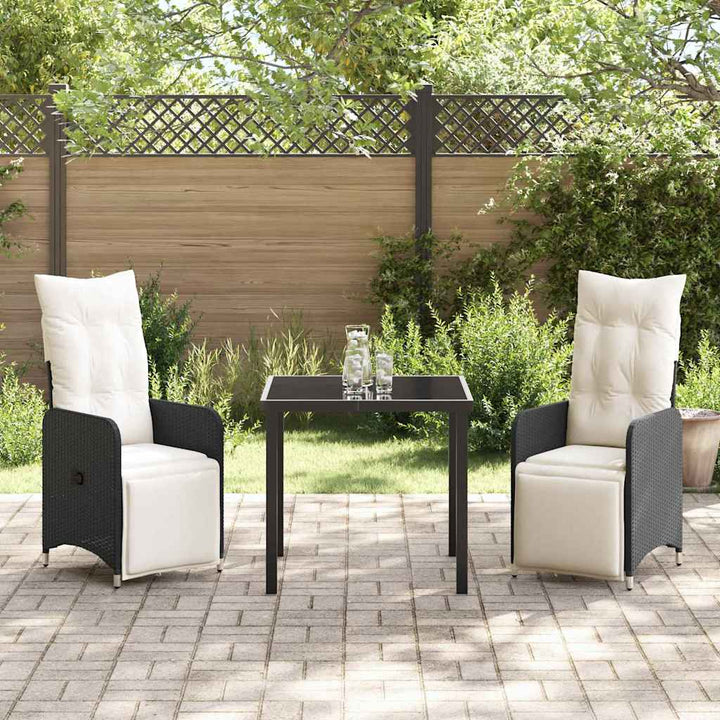 Have Spisebordssæt med pude 3 pcs Sort Poly rattan