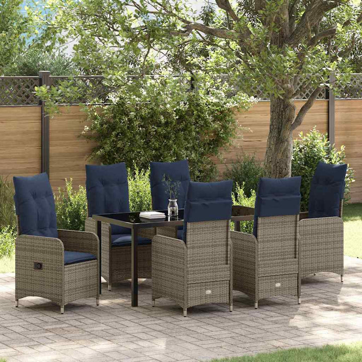 Have Spisebordssæt med pude 7 pcs Sort Poly rattan