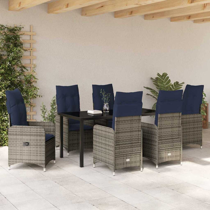 Have Spisebordssæt med pude 7 pcs Sort Poly rattan