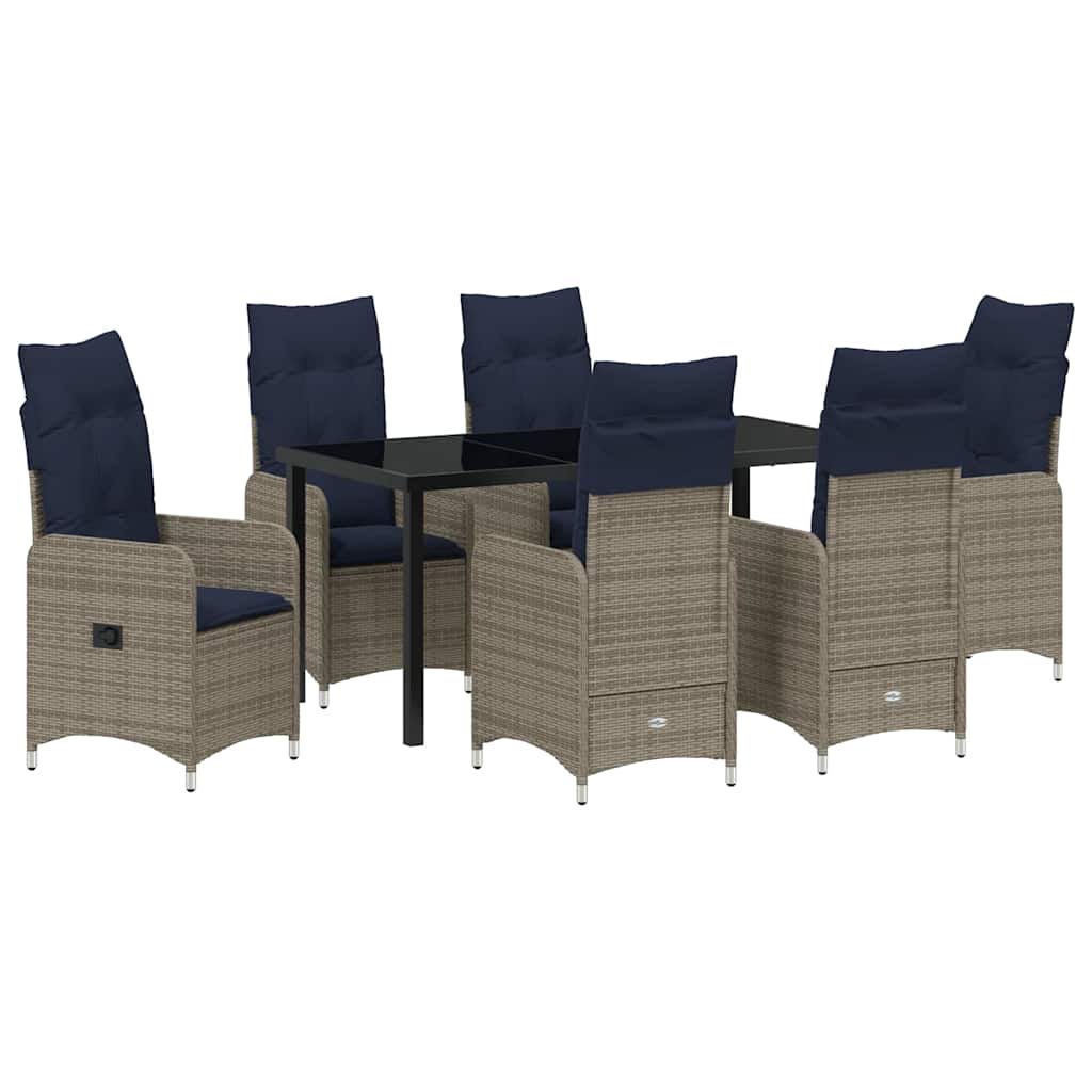 Have Spisebordssæt med pude 7 pcs Sort Poly rattan