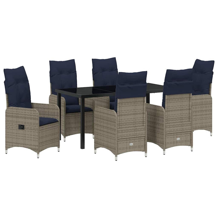 Have Spisebordssæt med pude 7 pcs Sort Poly rattan