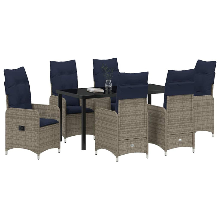Have Spisebordssæt med pude 7 pcs Sort Poly rattan