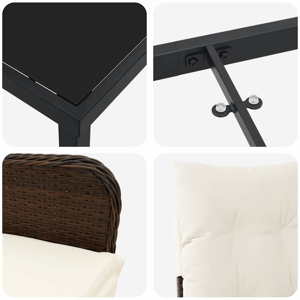 Have Spisebordssæt med pude 3 pcs Brun Poly rattan