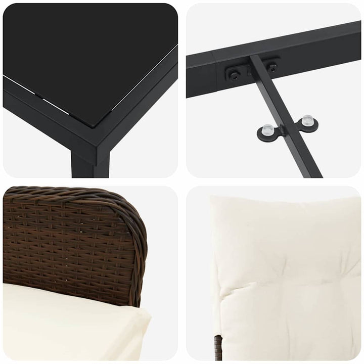 Have Spisebordssæt med pude 5 pcs Brun Poly rattan