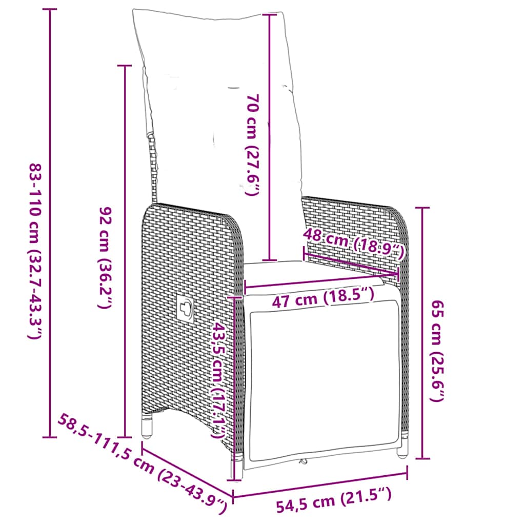 Have Spisebordssæt med pude 5 pcs Brun Poly rattan