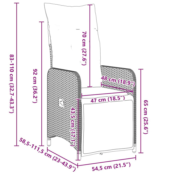 Have Spisebordssæt med pude 5 pcs Brun Poly rattan