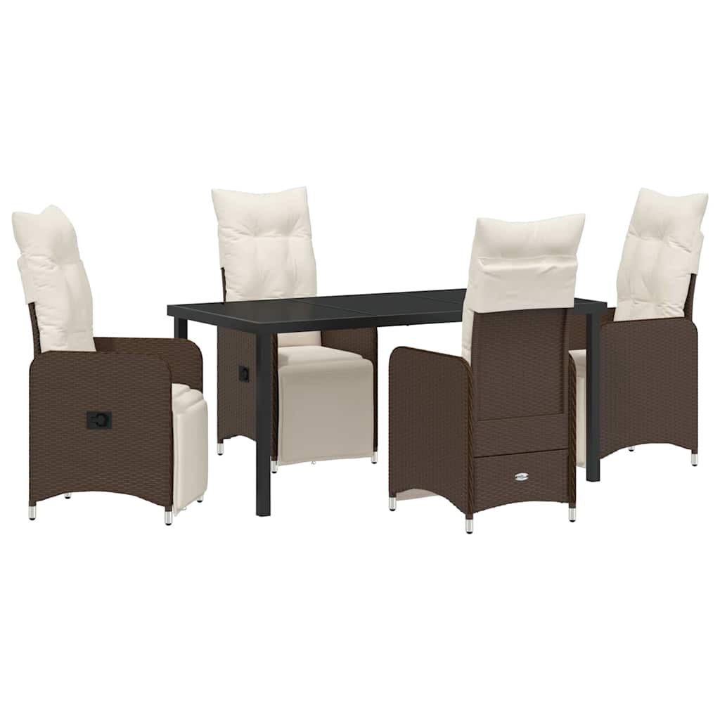 Have Spisebordssæt med pude 5 pcs Brun Poly rattan