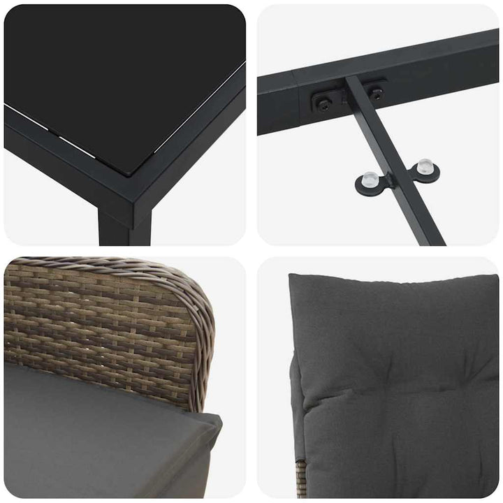 Have Spisebordssæt med pude 5 pcs Grå Poly rattan