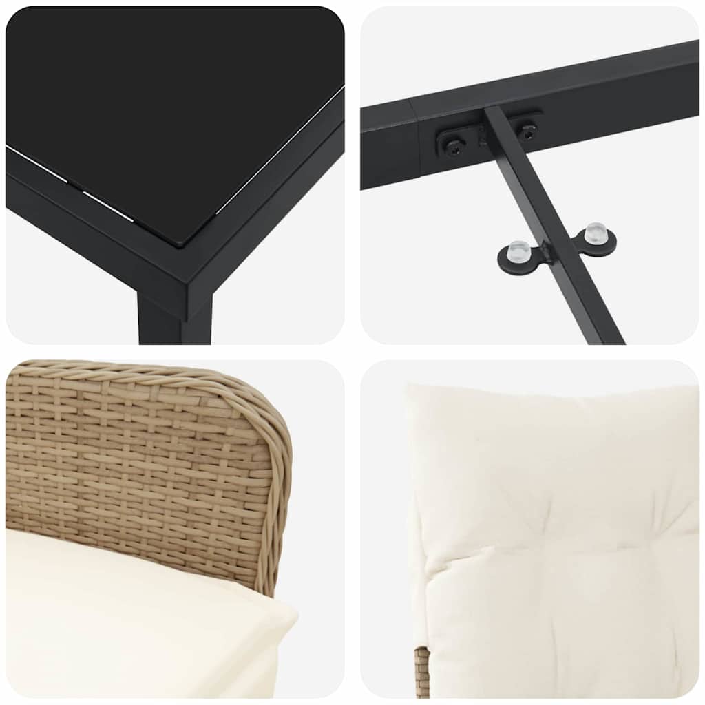 Have Spisebordssæt med pude 3 pcs Beige Poly rattan