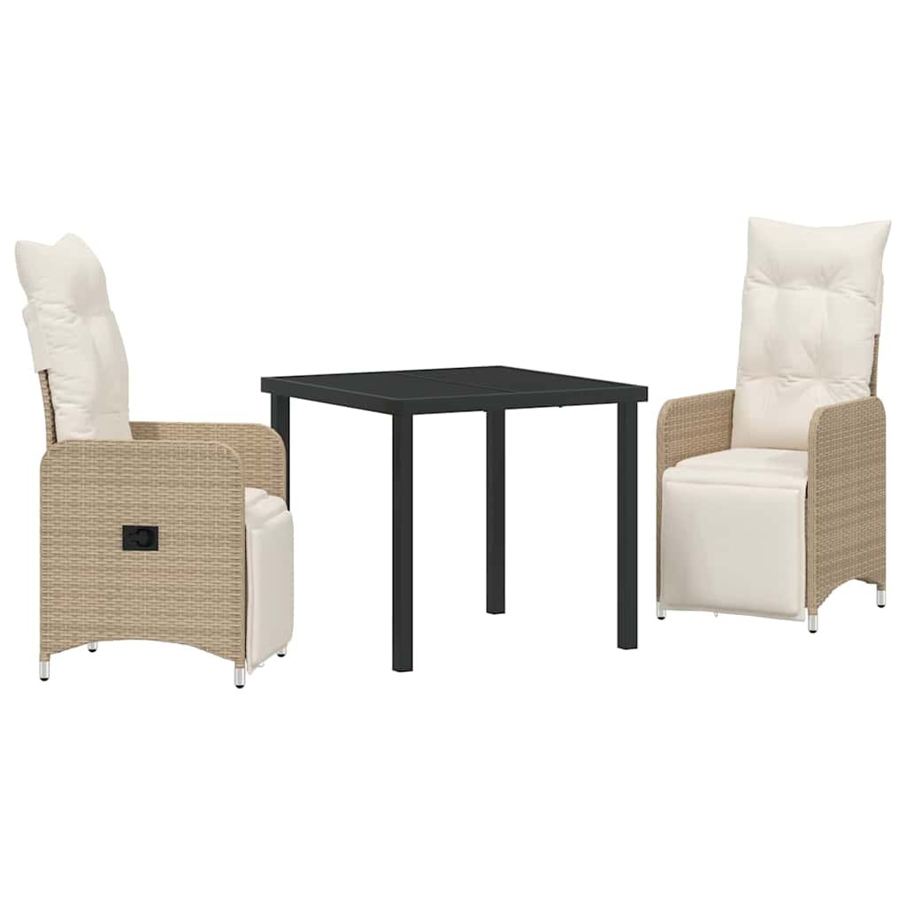 Have Spisebordssæt med pude 3 pcs Beige Poly rattan