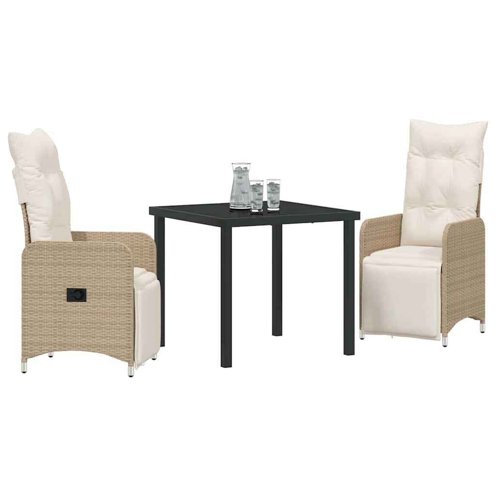 Have Spisebordssæt med pude 3 pcs Beige Poly rattan