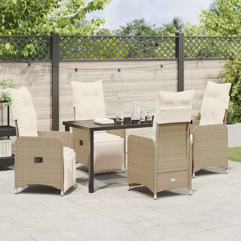 Have Spisebordssæt med pude 5 pcs Beige Poly rattan