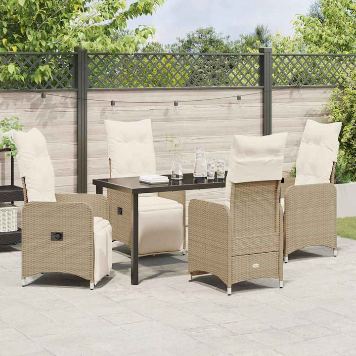 Have Spisebordssæt med pude 5 pcs Beige Poly rattan