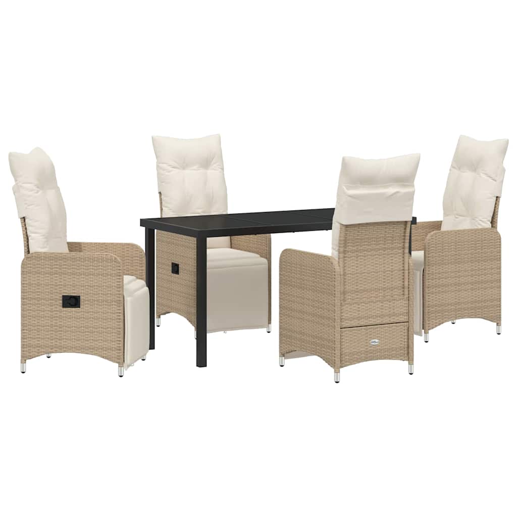 Have Spisebordssæt med pude 5 pcs Beige Poly rattan