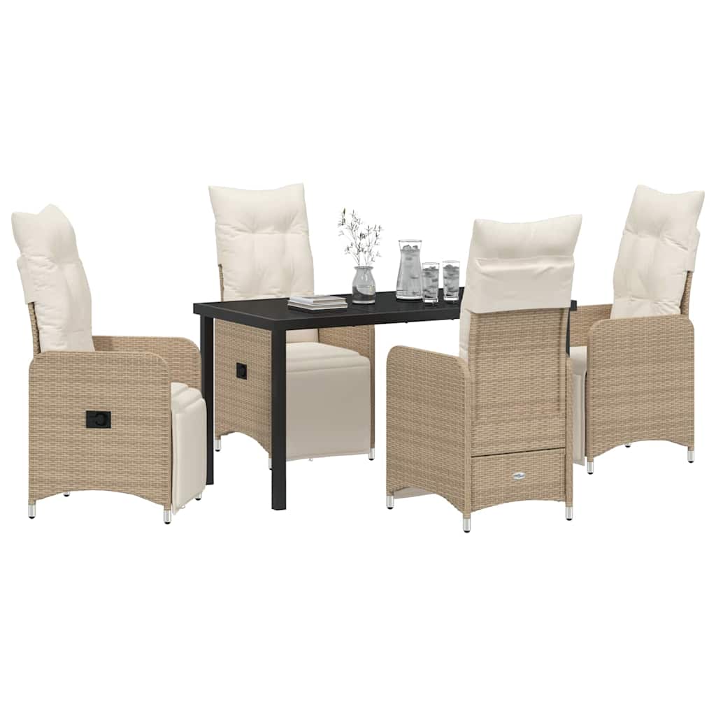 Have Spisebordssæt med pude 5 pcs Beige Poly rattan